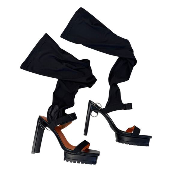 SUGAR THRILLZ DOLLS KILL Mesh Thigh High Platform Heels Sandals Size 8 NEW - Picture 3 of 12